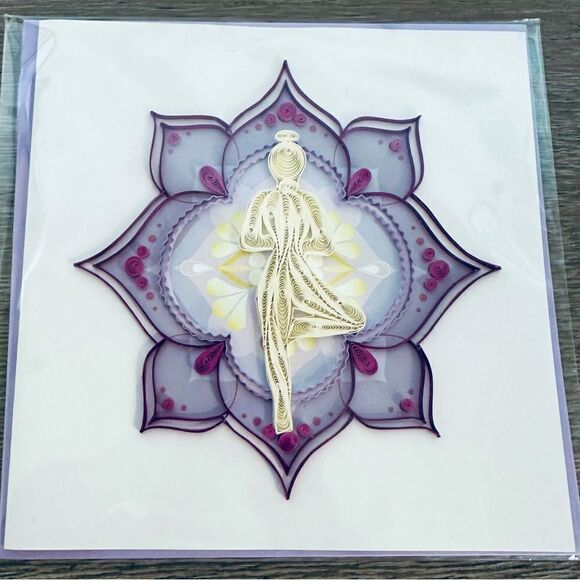 Yoga Tree Pose Quilling Card Quill Art Greeting Card - Picture 1 of 3